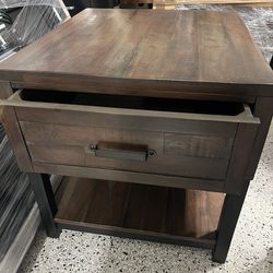 2 dark wood end tables