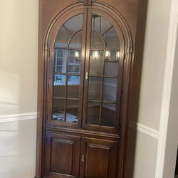 Brown Corner Cabinet with Light 