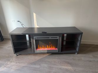 Entertainment center with fireplace and heat
