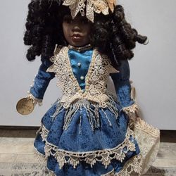 Limited Edition Genuine Fine Bique Porcelain Black Doll