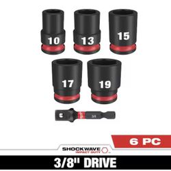 Milwaukee SHOCKWAVE 3/8 in. Drive Metric Standard 6 Point Impact Socket Set (6-Piece)