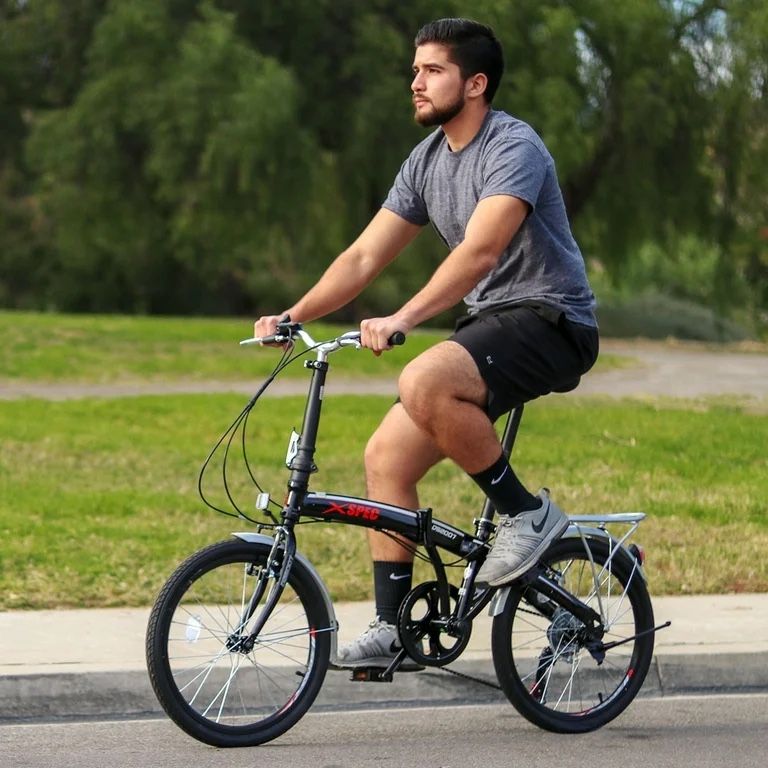 20" 7 Speed Folding Compact City Commuter Bike, Black (NOT An Electric