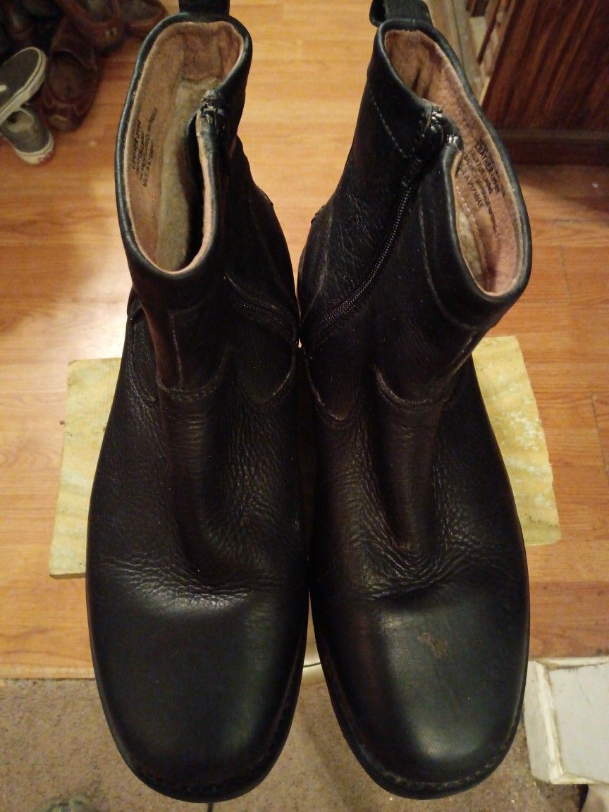 FLORSHEIM - black leather inner ankle zipper boots