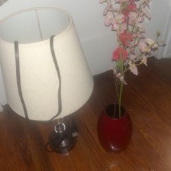 Lamp And Vase With Flowers