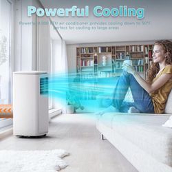 8000 BTU portable air conditioner, portable AC unit up to 350 square feet, compact 3-up cooling unit with dehumidifier and ventilation functions