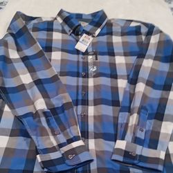 Men's Plaid Button-Down Long Sleeve Shirt Size XL