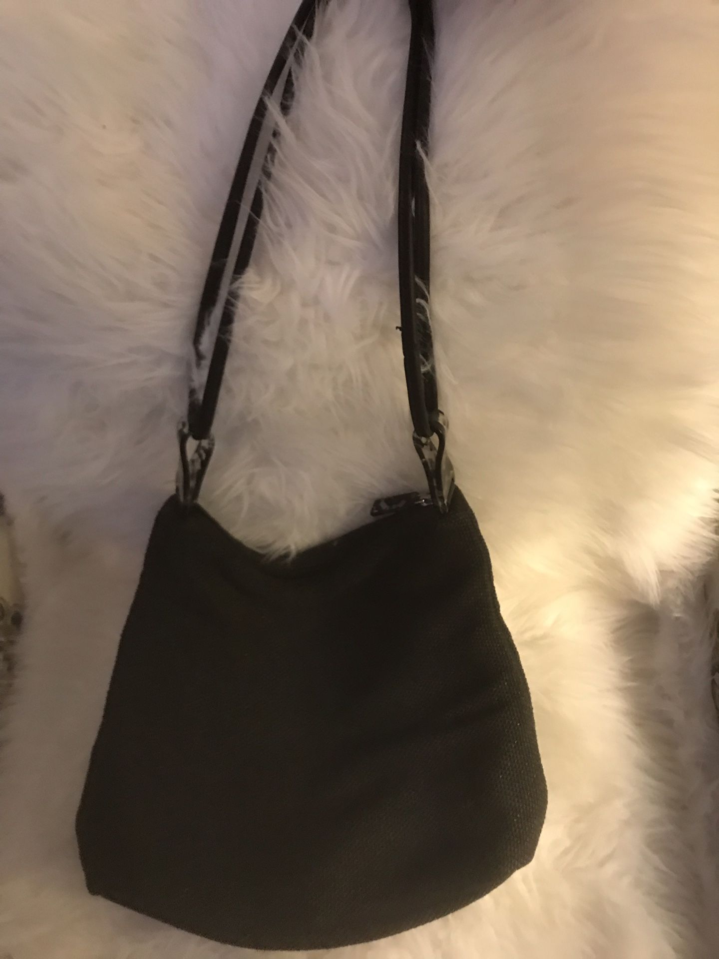 Adrienne Vittadini Black Summer Straw- like ladies hobo bag