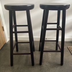 Dark Brown Bar Stools (2)