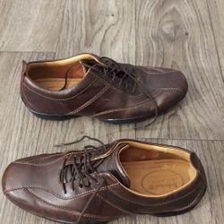 MENS TIMBERLAND LEATHER COMFORT OXFORD BROWN DRESS SHOES SIZE 9