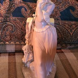 Vintage Retired Lladro #4850 "Esthetic Pose" Figurine Large Lady with Parasol & Cupid
