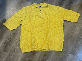 Coogi Basics knit polo shirt lime green 3XL 3D textured pattern men’s.