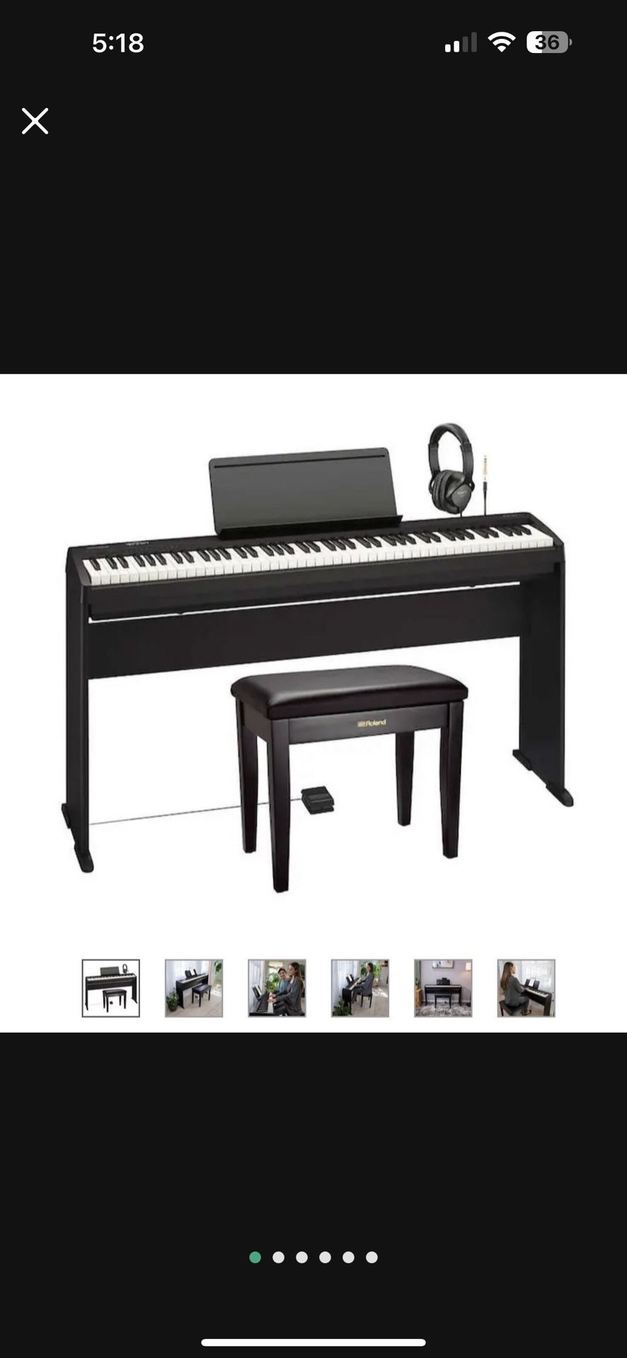Roland FRP-2-ACR Digital Piano Bundle Black 