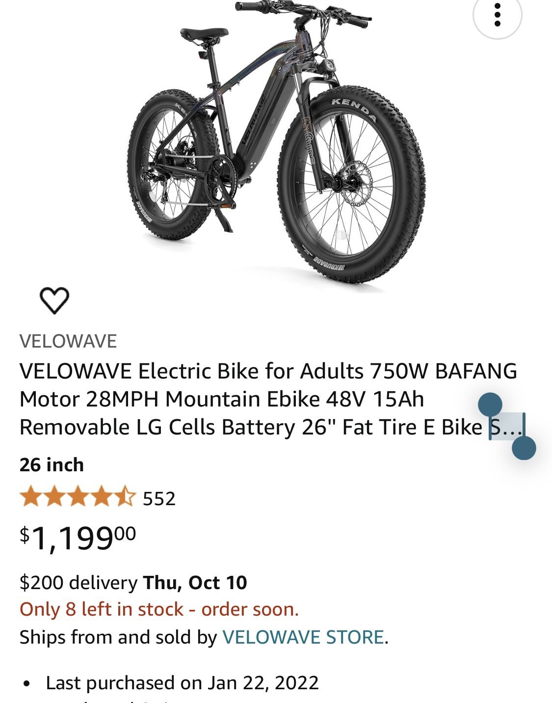 Velowave Electric Mountain Bike 750 Watt