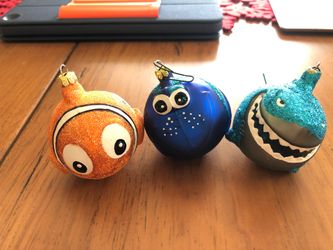 Disney Finding Nemo glass ornaments x3