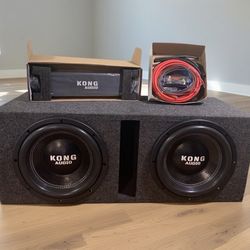 New 12” Kong Audio Bass System Subwoofers Enclosure Amplifier Amp Kit 