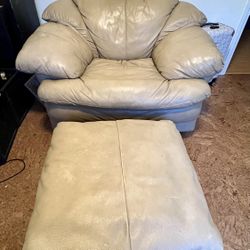 Used Leather Sofa Chair And Ottoman 