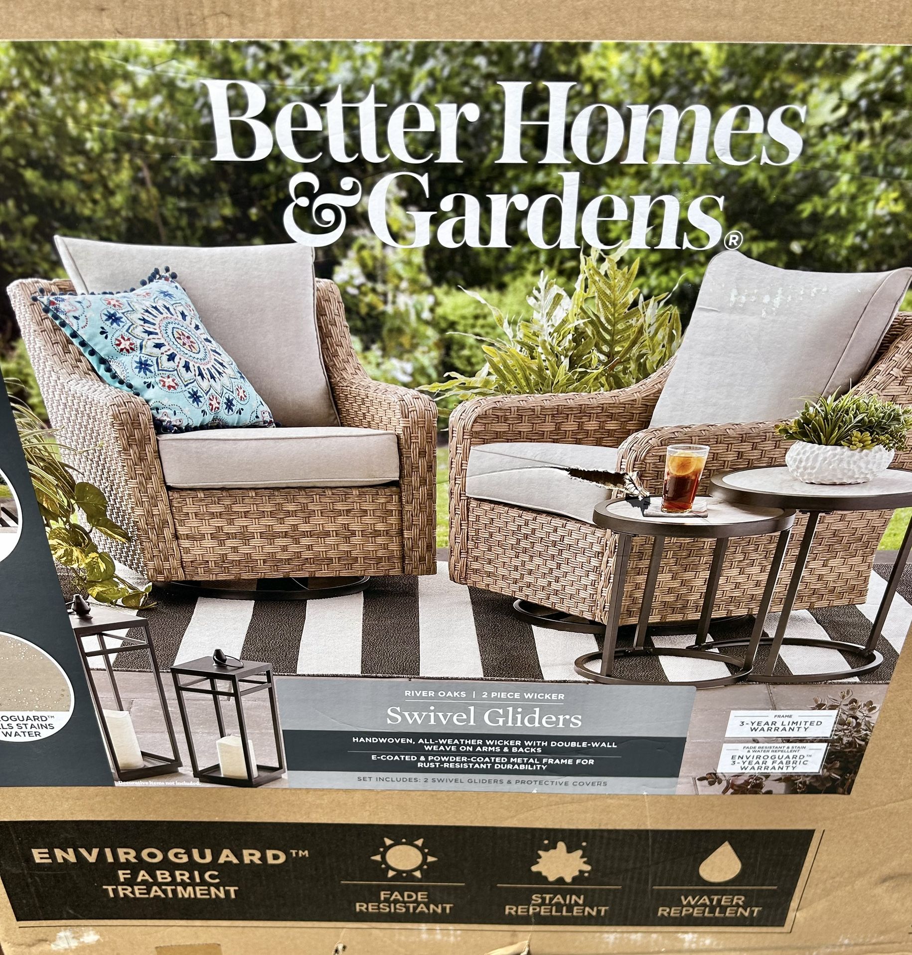 Better Homes & Gardens River Oaks 2 Piece Swivel Glider with Patio Cover