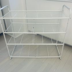 Shoe Rack- White, Adjustable, Shoe shelf storage organizer, wire grid 