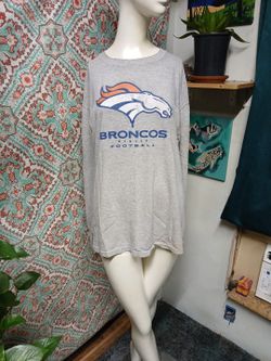 Majestic Broncos Football Gray Long Sleeve Tee, Size L