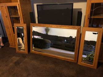 XL Oak mirror 56W and 36L and 2 twin mirrors