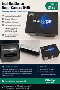 Intel RealSense D415 Depth Camera – Like New – Used Once