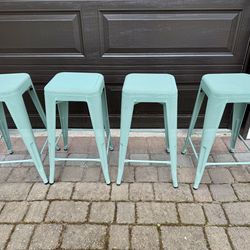 4 Perforated Metal Bar Stools