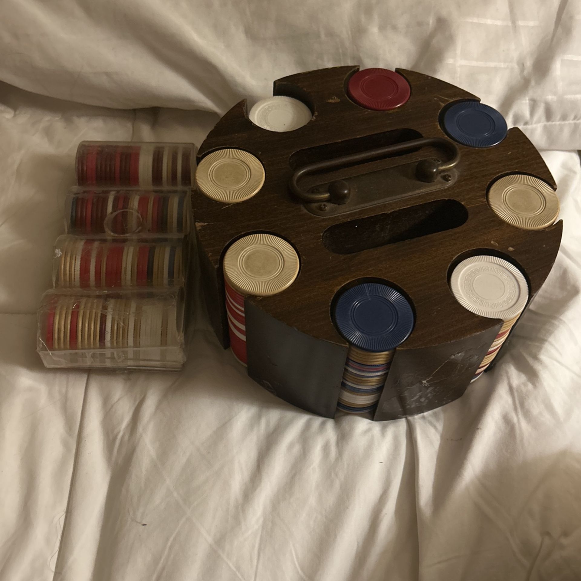 Vintage Wooden Poker Chip Holder