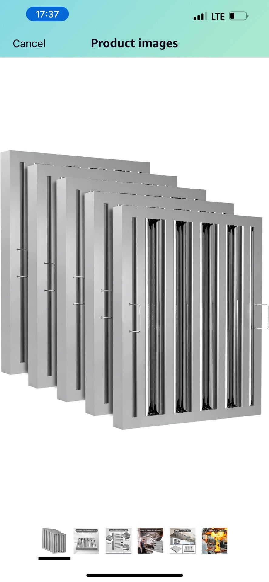 Stainless Steel Commercial Kitchen Hood Filter, Range Hood Baffle Grease Filter for Restaurant Exhaust Hoods, UL/NSF Listed, 15.5 W x 19.5 H Inch 4 Gr