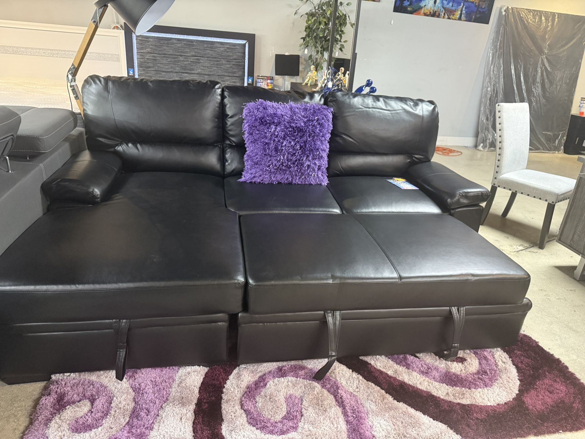 Black Sleeper Sofa With Storage Chaise Only $799 This Week Only