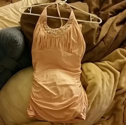 Pink Bebe Crystal Halter Top