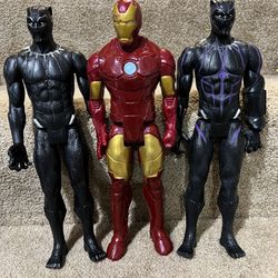 Marvel Avengers Black Panther & Ironman 12” Figure Titan Hero Series lot of 3