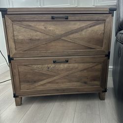 Filing Cabinet Dark Wood And Black Accents 