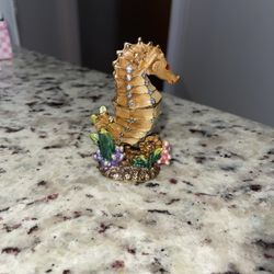 Seahorse Bejeweled Trinket Box 
