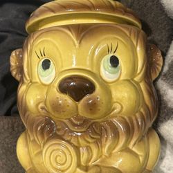 Vintage Lion With Lollipop Cookie Jar From Japan