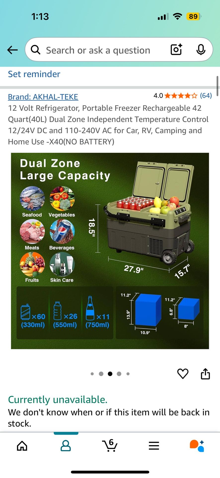 12V Portable Refrigerator/ Freezer Cooler