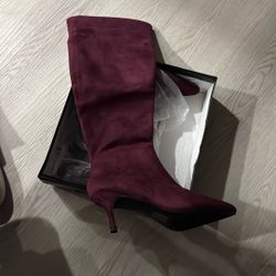 Burgundy Knee High Boots 
