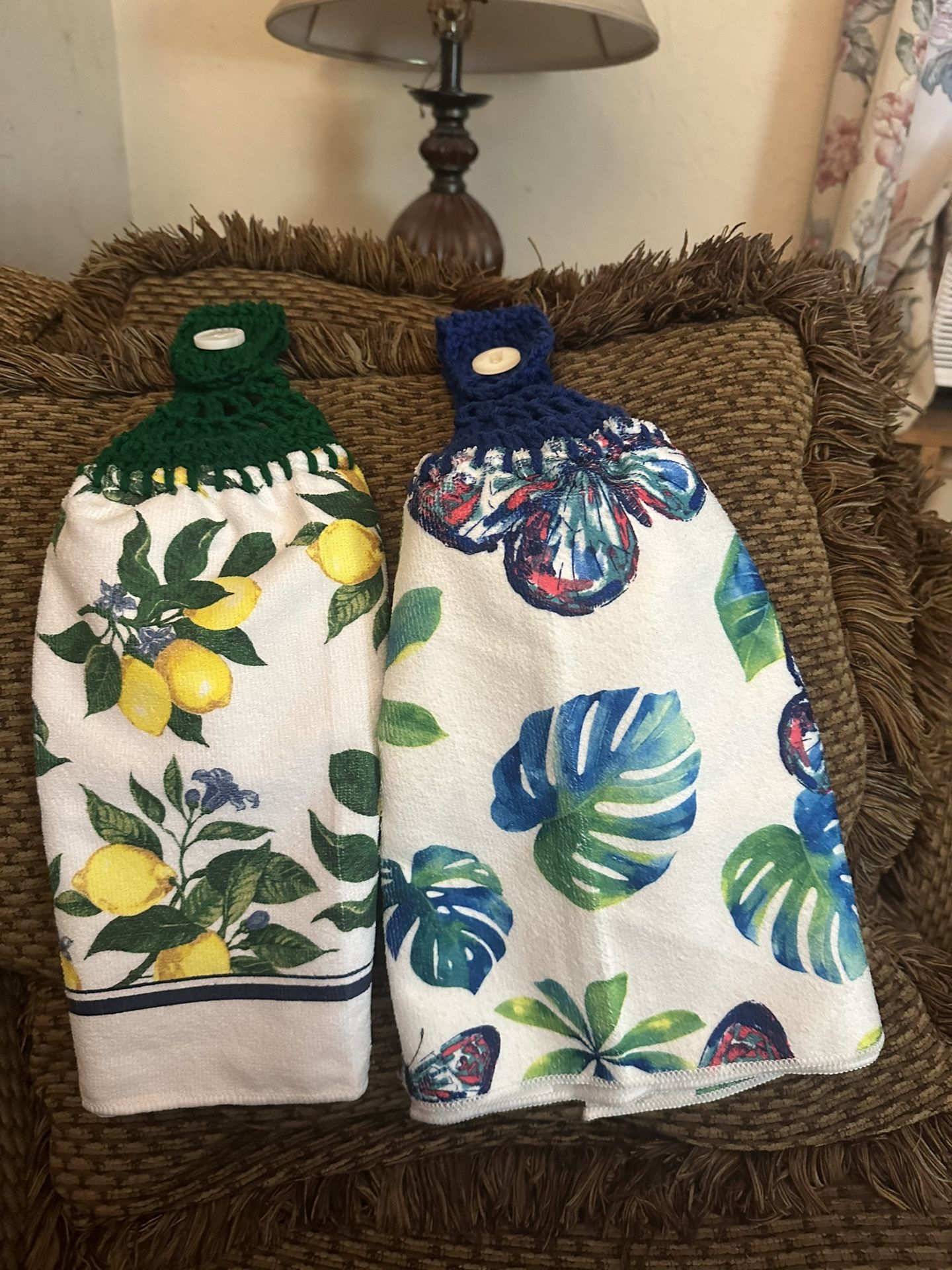 Handmade Lemon And Butterfly Towels On Full Towel