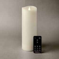 SOFTFLAME Flameless LED Flickering Candle with Remote Control, Real Wax Shell - 9.1"x3" White (NEW)