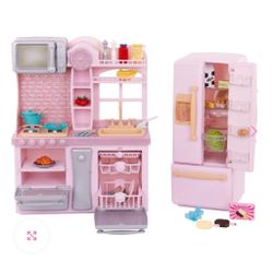 Our Generation / American Girl Dolls Pink Gourmet Kitchen Set