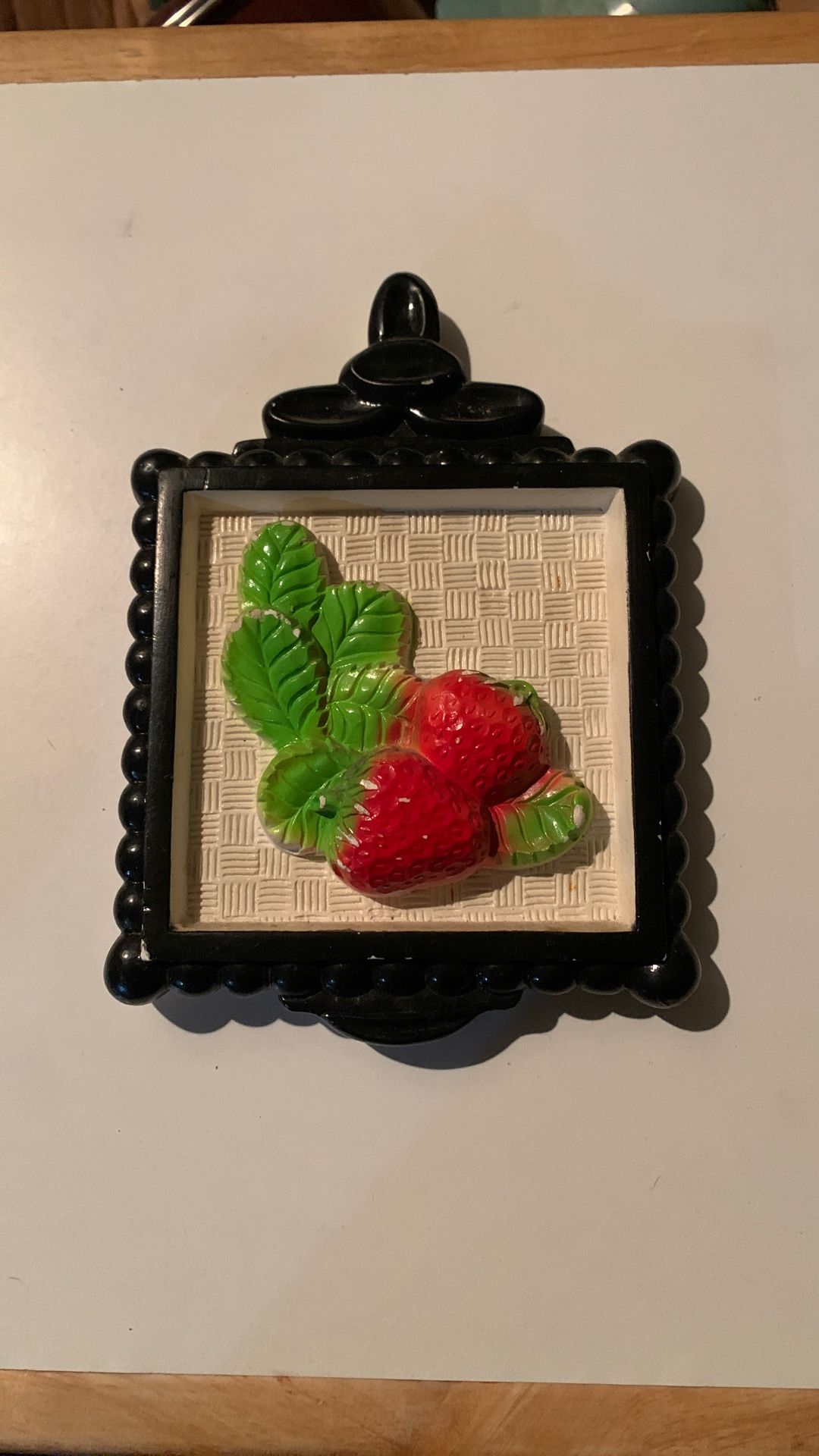 Vintage Chalkware Strawberry Design Wall Hanging