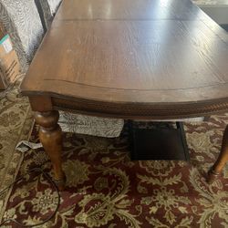 Wooden Dining Room Table With Extender & 2 Chairs