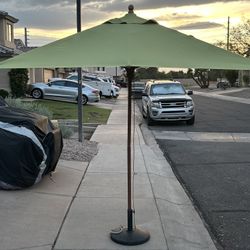 POTTERY BARN LARGE 9’ rectangle teak wood PATIO UMBRELLA 