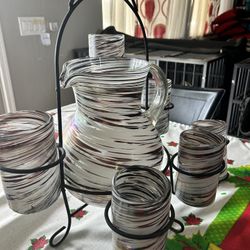 Decorative glass jar and cups