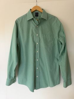 Men's Brooks Brothers Non-Iron Gingham Dress Shirt, Green/White, Size 16 36/37