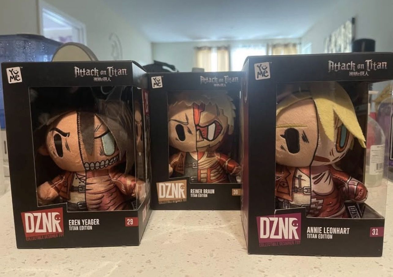 Attack on Titan Plush Set Eren Mikasa Levi Anime Plush Dolls Gift Lot 3