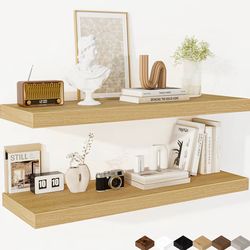New!✨ 35x12x1.5 oak wood grain floating shelf set Retails for 86$