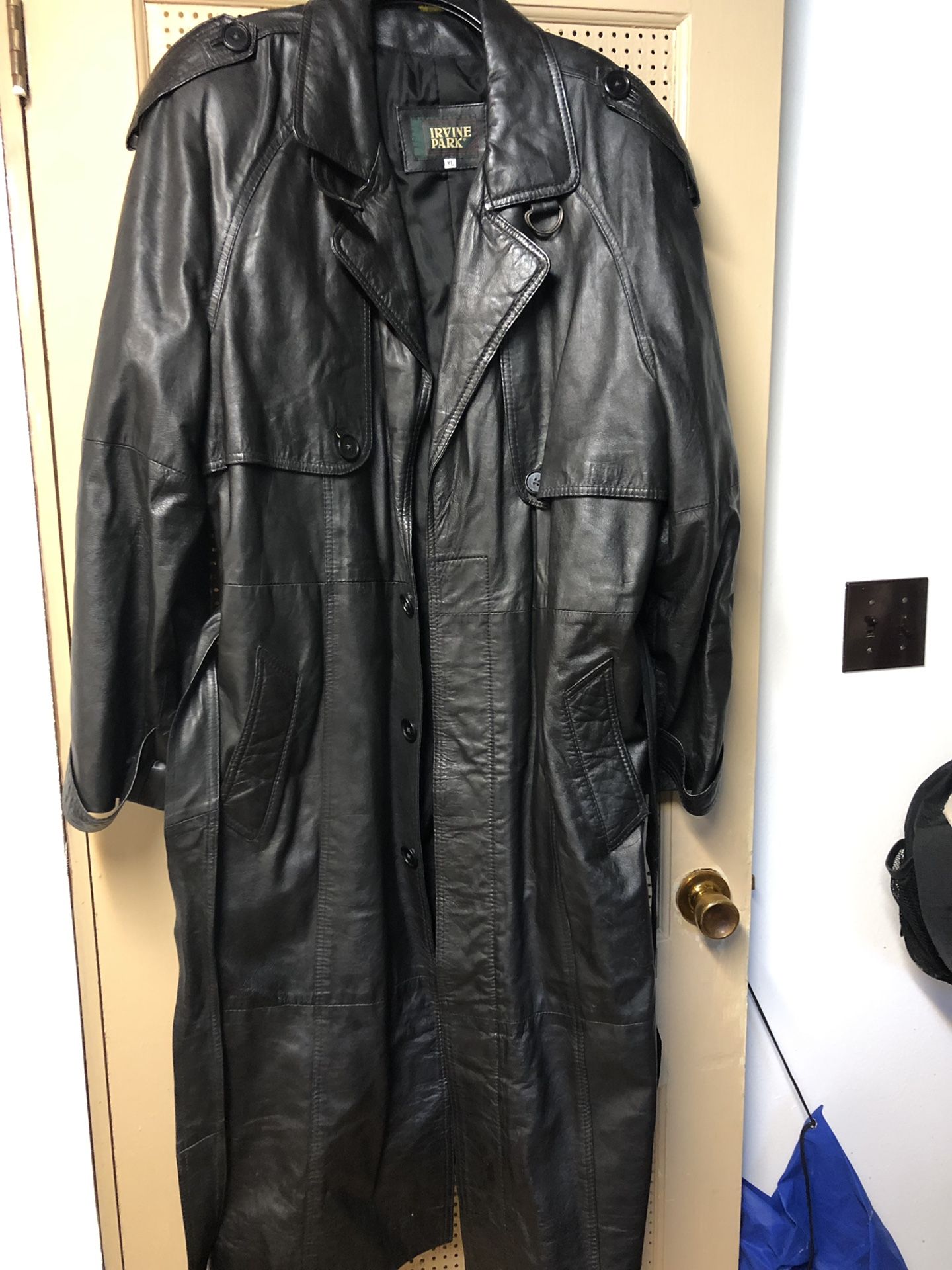 Irvine Park full length XL Leather jacket