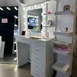 NEW Vanity Set - Table Dresser & Mirror + Shelf