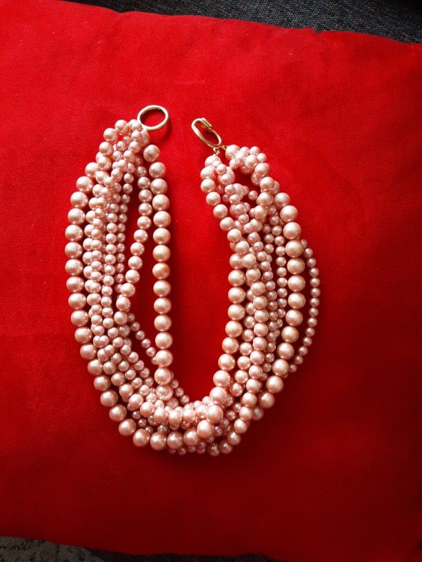 8 Strand Pinkish Pearl Choker