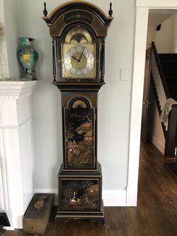Oriental design grandfather clock